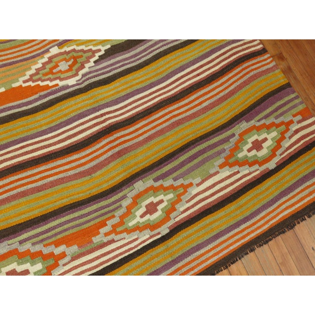 Vintage Turkish Striped Kilim - 6'3" x 9'3" For Sale In New York - Image 6 of 6