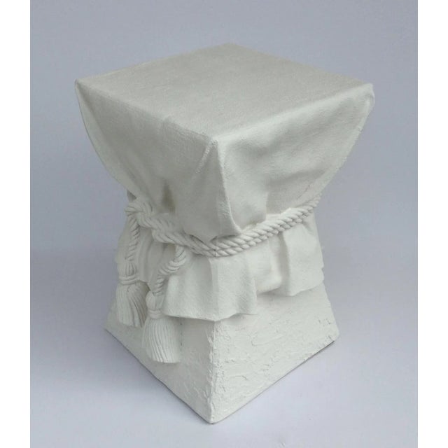1960s John Dickinson Attributed Draped Plaster Side Table Pedestal For Sale - Image 5 of 11