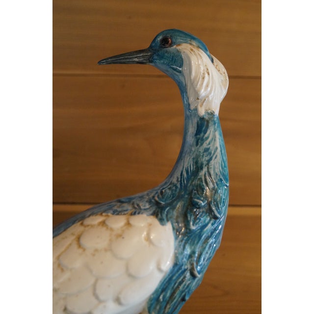 1960s Italian Ceramic Heron Statue For Sale - Image 4 of 9