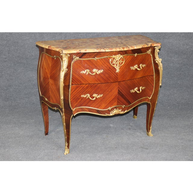 Late 19th Century Late 19th C French Louis XV Style Breche D Alep Marble Top Commode For Sale - Image 5 of 15