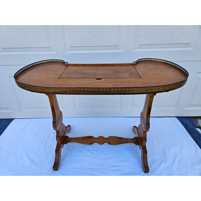 Early 20th Century Kidney Shaped Music Stand Writing Desk With Brass Gallery For Sale - Image 11 of 18