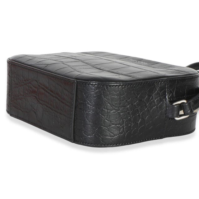 Animal Skin Black Crocodile Embossed Calfskin Mini Camera Bag For Sale - Image 7 of 9