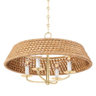Hudson Valley Lighting Bradley 22 in. 4 Light Chandelier in Vintage Gold Leaf Finish For Sale