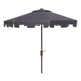 Zimmerman 11Ft Round Market Umbrella, Navy With White Trim For Sale