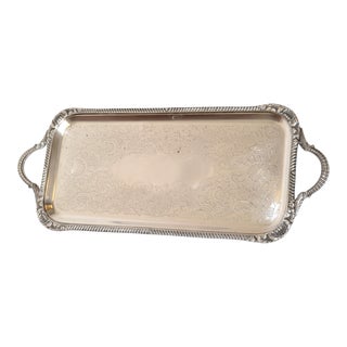 1950s The Sheffield Silver Company Silver Plated Barware Tray With Side Handles America For Sale