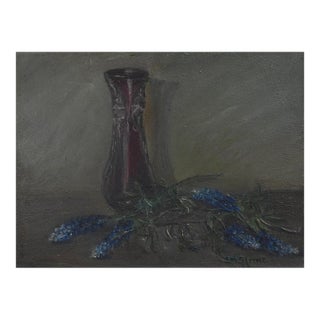 Small Early 20th Century Stella Meyer Sterne Bluebonnet Still Life Painting For Sale