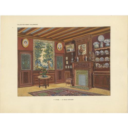 French Art Nouveau Interior Study with Delft Faience Collection, 1900 For Sale - Image 10 of 10
