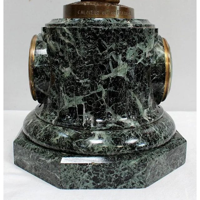 Bronze and Marble Flute Player Clock by C. A. Calmels, Late 1800s For Sale - Image 17 of 18
