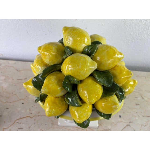 Mediterranean Vintage Large Vibrant Pottery Lemon Topiary For Sale - Image 3 of 11