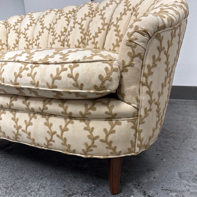 Danish Banana Style Channel Tufted Loveseat, Vintage For Sale - Image 10 of 12