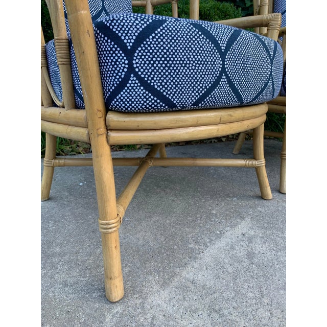 Wood Vintage Boho Chic Bamboo Wingback Armchairs - a Pair For Sale - Image 7 of 12