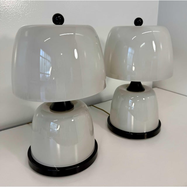 Sculptural Murano Milk White Glass Table Lamps, 2000s, Set of 2 For Sale - Image 10 of 14