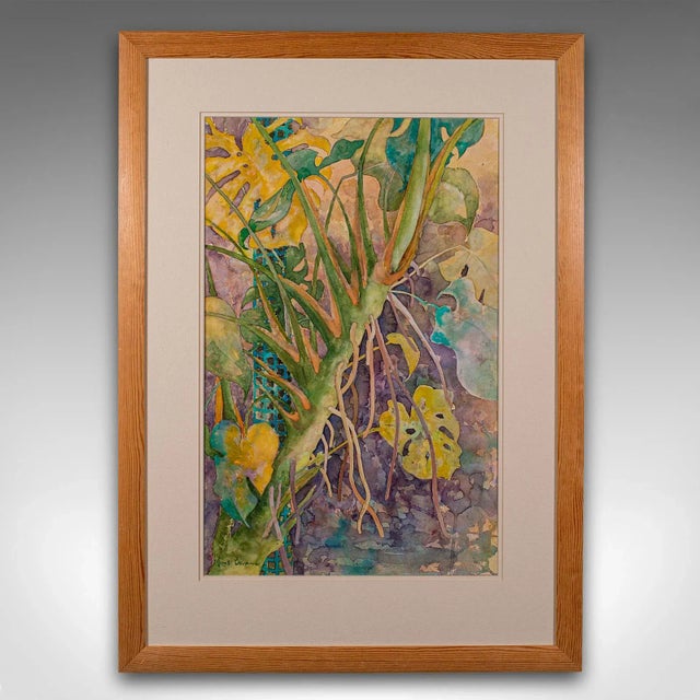 This is a vintage watercolour painting 'Wild Monstera Deliciosa.' An English, framed plant study signed by the artist,...