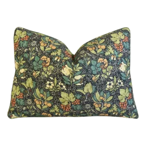 G P & J Baker Lush Meadow & Fruit Cotton-Linen Feather/Down Pillow 22" X 17"
