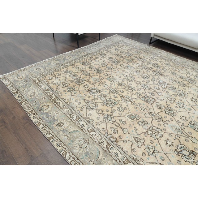 Textile 1970s Vintage Persian Handmade Wool Cotton Brown Area Rug For Sale - Image 7 of 11