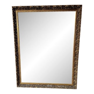 Mid 20th Century Large Baroque-Style Carved Gilt Wood Mirror — Dense Acanthus Scrollwork Frame For Sale