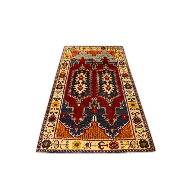 1960s Vintage Turkish Rug 3'9" x 6'7" For Sale - Image 5 of 6