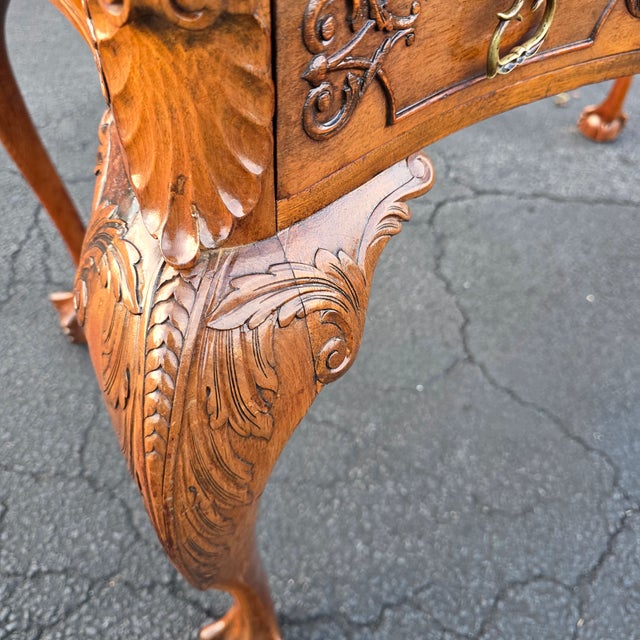 Fine American Chippendale Revival Carved Walnut Leather Top Writing Desk With Ball-and-Claw Feet, Circa 1940 For Sale In Washington DC - Image 6 of 13