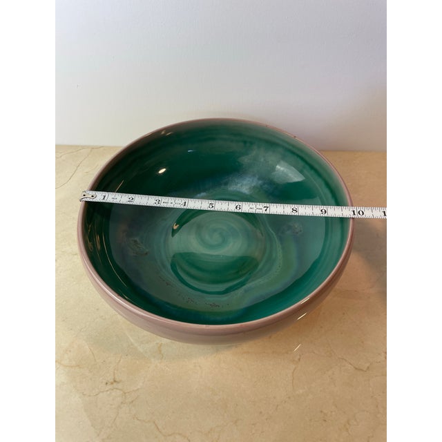 Mauve Vintage Stangl Pottery Terra Rose Bowl, Mauve & Turquoise Swirl, Trenton Nj For Sale - Image 8 of 9