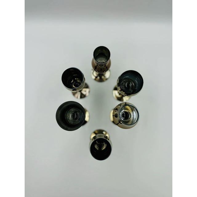Bronze Mid 20th Century Neiman Marcus Modern Cordials Barware- Set of 6 For Sale - Image 8 of 12