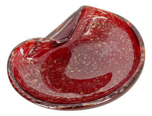 Red Murano Glass Shell Bowl with Gold Dust, Italy, 1970s