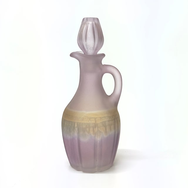 Mid 20th Century Frosted Mauve Art Glass Shot Glasses and Decanter - Set of 7 For Sale - Image 5 of 7