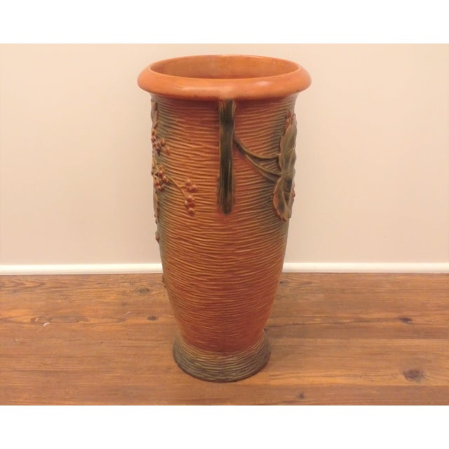 Vintage Roseville Bushberry Pottery Umbrella Stand 77920", Ca. 1941