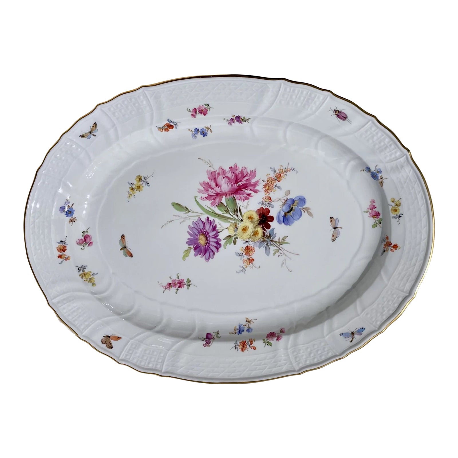 Meissen Porcelain Botanical Platter, 19th Century | Chairish