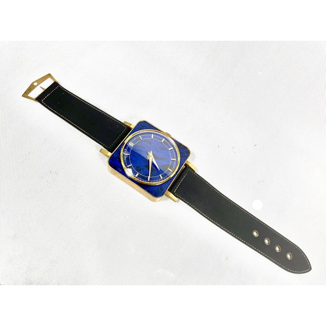 Mid-Century Brass Meister Anker Wall Clock in the Form of a Wristwatch, 1970s For Sale - Image 4 of 9