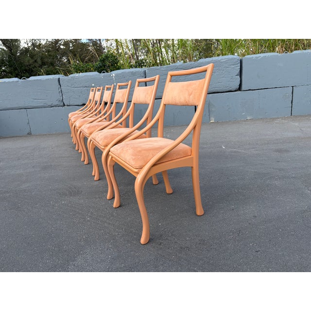 Wood Set of Six Designer Dining Chairs, Art Nouveau Style, 1980s For Sale - Image 7 of 17