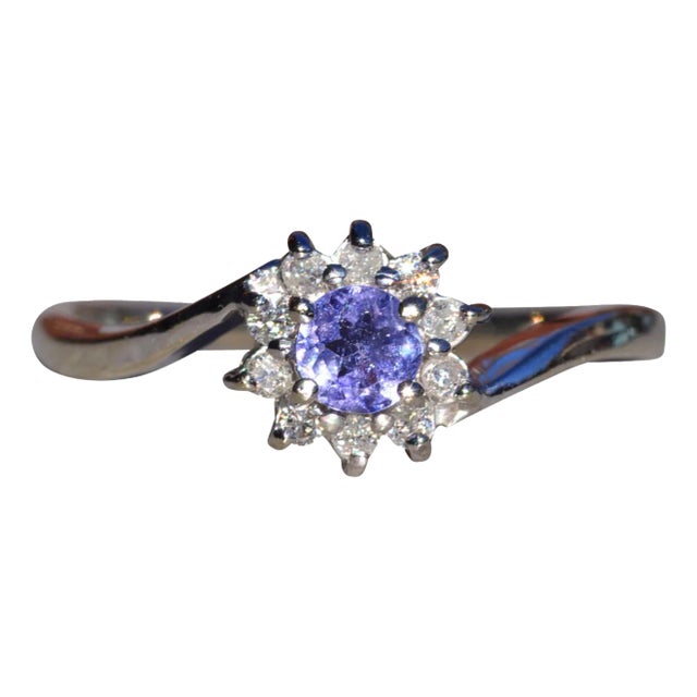 The Laidlaw: Laies 14K White Gold Ring set with Tanzanite and Diamonds For Sale