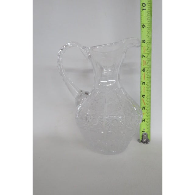 Mid 20th Century Queen Lace Blown Cut Glass Lead Crystal Pitcher Round Bowl Shape Bohemia For Sale - Image 13 of 18