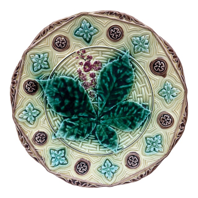 Late 19th Century German Majolica Chesnut Leaf For Sale