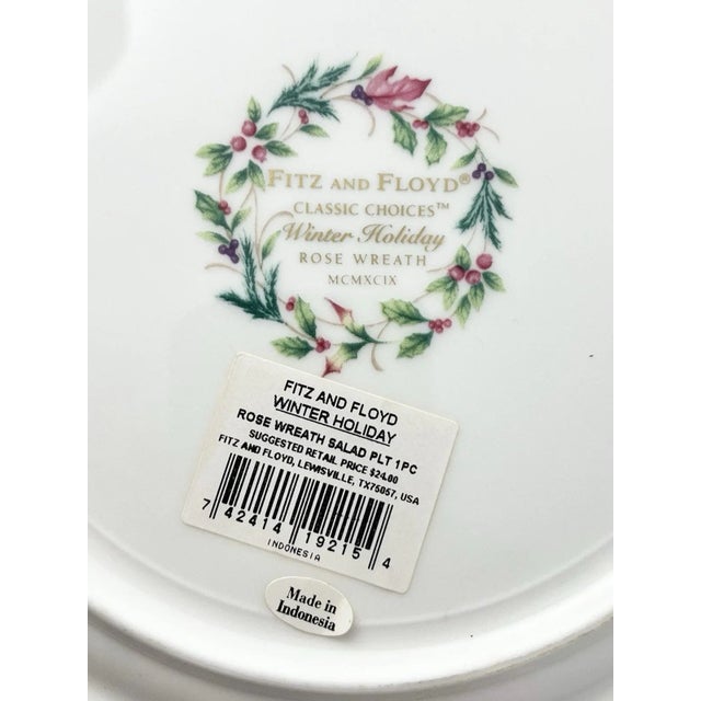 Fitz and Floyd Fitz & Floyd “Winter Holiday” Pair of Bone China Salad or Luncheon Plates For Sale - Image 4 of 4