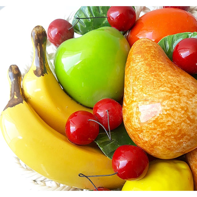 Large Handmade Ceramic Fruit Basket from Capodimonte, Italy, 1980s For Sale - Image 3 of 12
