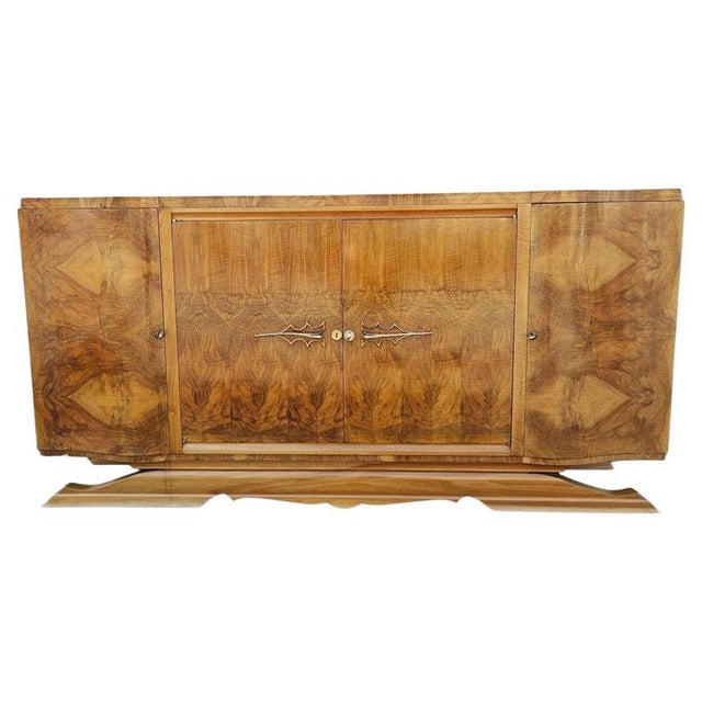 French Art Deco High Gloss Burl Elmwood Buffet, 1930s For Sale - Image 4 of 18
