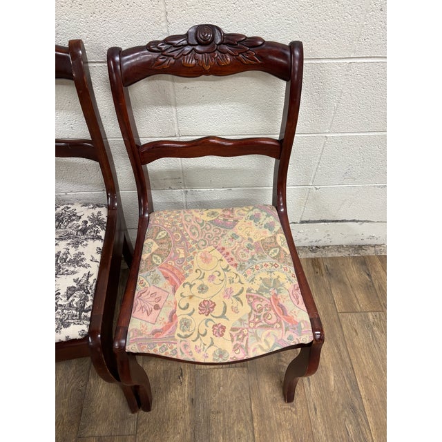 Vintage Mahogany Rose Back Regency Duncan Phyfe Style Dining Chair - Set of 3 For Sale In Kansas City - Image 6 of 10