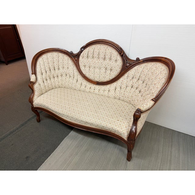 Victorian Antique Victorian Balloon Back Sofa For Sale - Image 3 of 12