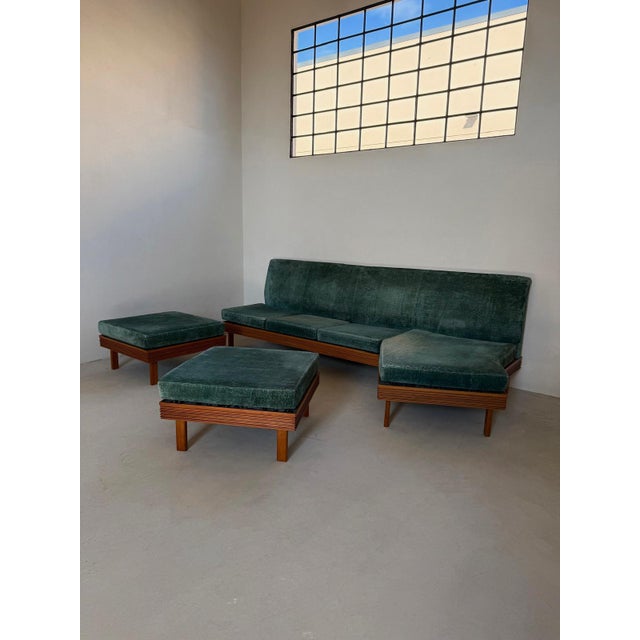 Sofa with Ottomans, 1960s, Set of 3 For Sale - Image 4 of 9