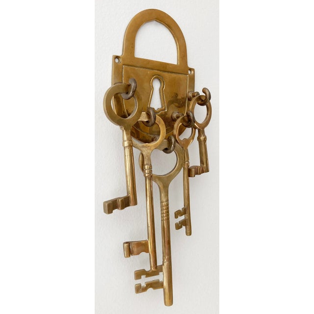 Vintage Brass Wall Hook With Skeleton Keys* For Sale - Image 4 of 4