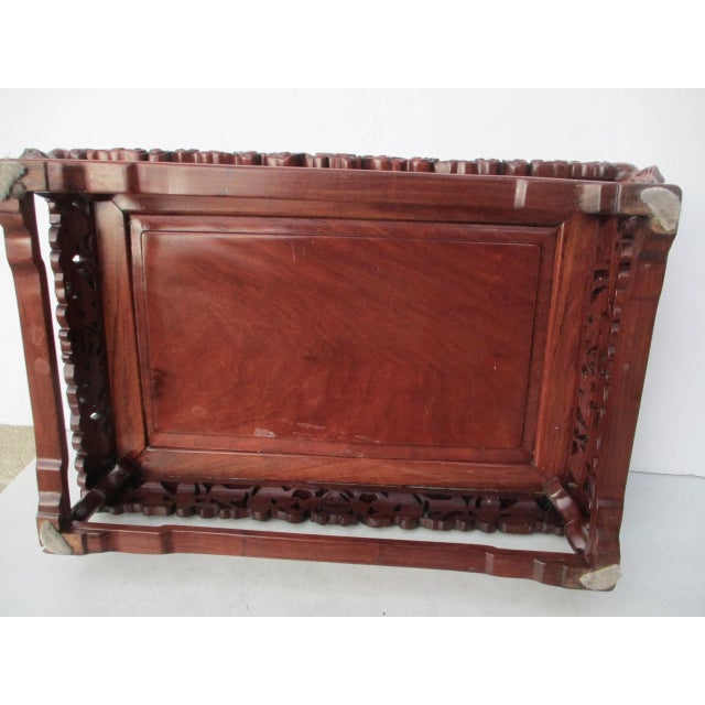 Wood Vintage Elaborate Chinese Hardwood Plant Stand For Sale - Image 7 of 11