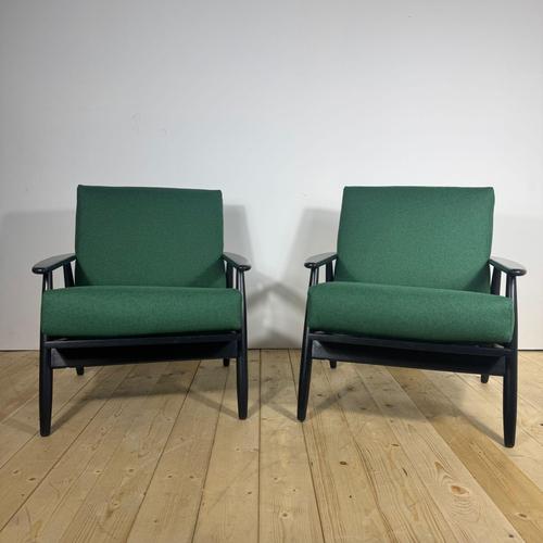 Mid-Century Danish Teak and Fabric Armchairs, 1960s, Set of 2 For Sale - Image 4 of 6