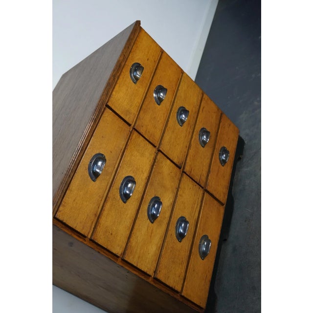 Mid-20th Century German Oak Pine Apothecary Cabinet or Bank of Drawers For Sale - Image 13 of 14