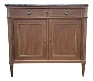 Louis VII Style Low Sideboard in Mahogany and Marble