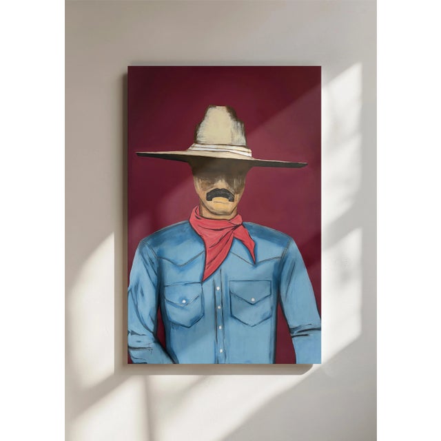 “Rugged Self” Cowboy Painting, Original Abstract Large Southwestern Portrait Art by JTS For Sale In Minneapolis - Image 6 of 9