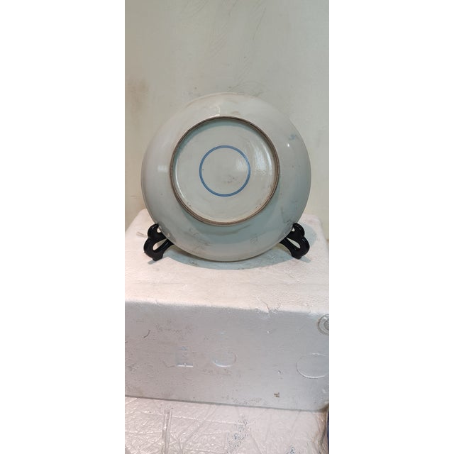 Art Deco Chinese Ceramic Plate Blue and White Porcelain Plate Hand Painted Landscape Pattern For Sale - Image 3 of 10