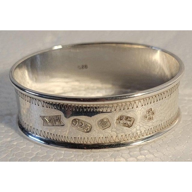 Folk Art 1930s Set of Six Hall Marked Sterling Silver Napkin Holders For Sale - Image 3 of 5