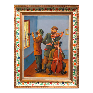 Maurice KishThree Klezmer Musicians Modern Judaica Shtetl Oil Painting WPA Jewish artist