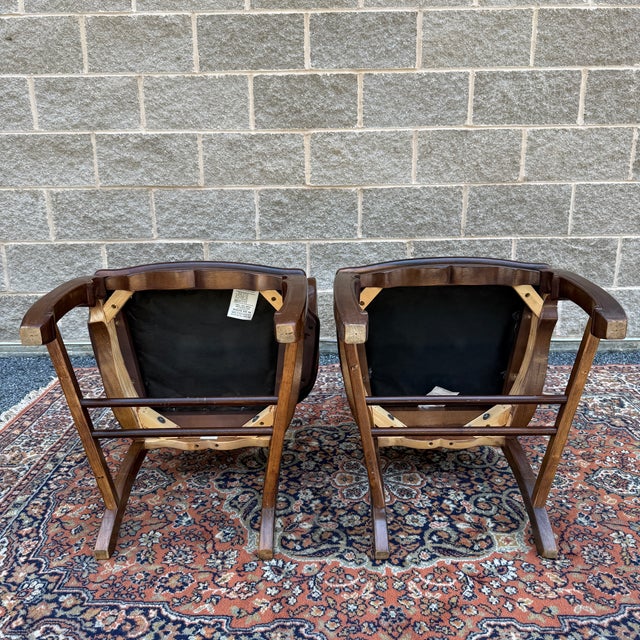 Vintage Universal Furniture Asian Ming Style Armchair & Side Chair in Dark Brown & Burl Wood For Sale - Image 11 of 15