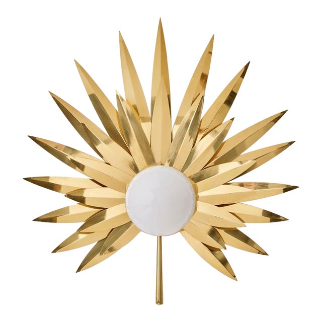Hand-Crafted Brass Palm Leaf Sconce For Sale